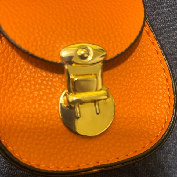 Orange Mini Bag with Gold Keychain - Picture 3 of 5